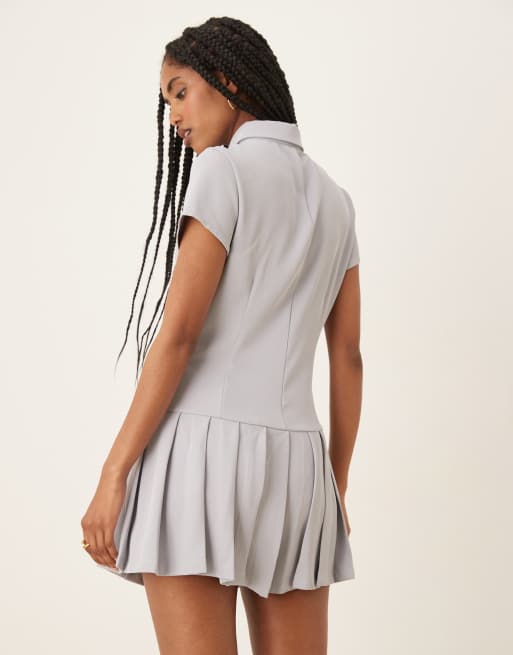 Glamorous – Minikleid in Schulgrau mit Kragen und Knopfleiste, 4 von 4