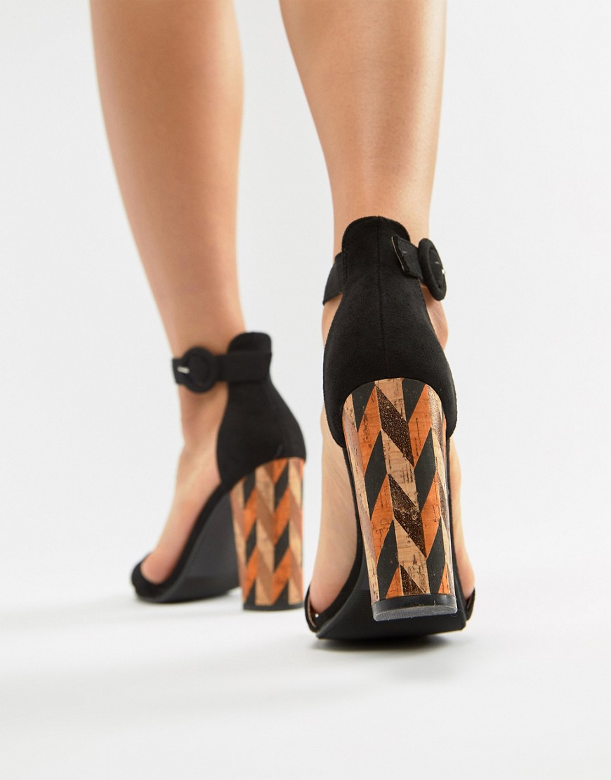 Glamorous - Minimalistische sandalen met grove hak-Zwart