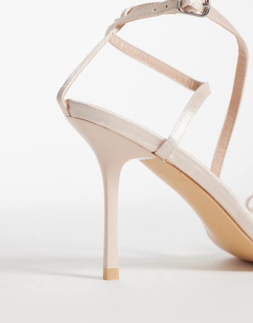 Glamorous - Minimalistische sandalen met hak en strik in babyroze, 2 van 4