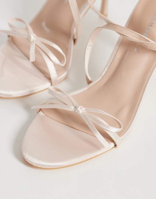 Glamorous - Minimalistische sandalen met hak en strik in babyroze, 3 van 4