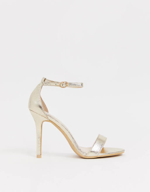 Glamorous - Minimalistische sandalen met hak in goud, 2 van 4