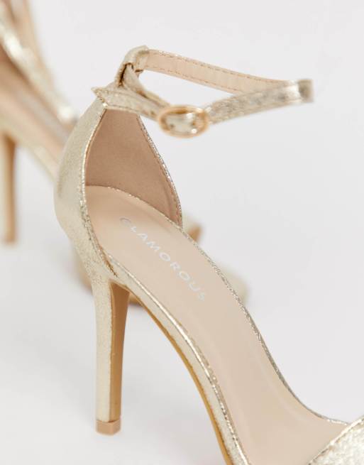 Glamorous - Minimalistische sandalen met hak in goud, 3 van 4