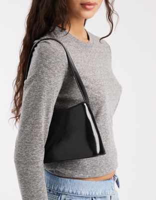 Glamorous - Minimalistische Schultertasche in schwarzer Lackoptik