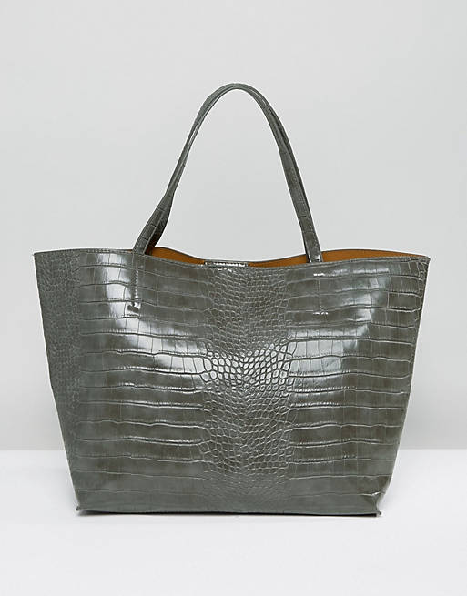 Glamorous Moc Croc Tote Bag in Grey
