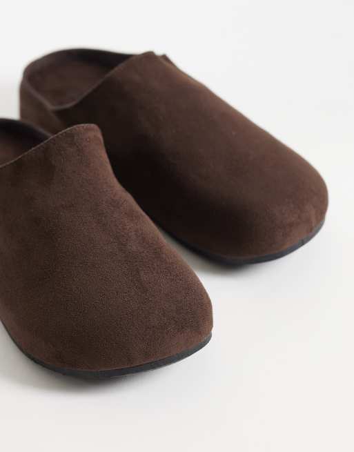 Glamorous - Mørke chokoladebrune clogs i ruskind i mule-stil, 3 af 4