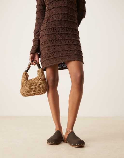 Glamorous mule clogs with studs in chocolate, 4 of 4