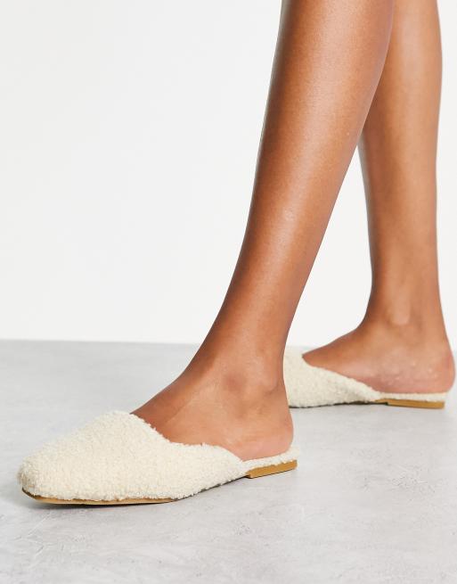 Glamorous mule house slippers in oatmilk 