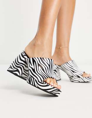 Glamorous - Mules à zébrures avec talon et semelle plateforme