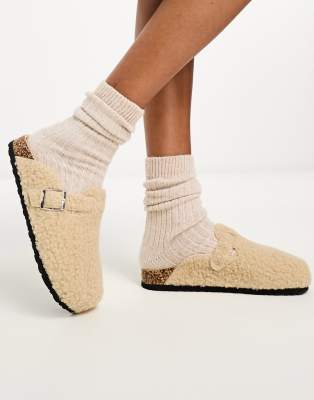 Glamorous teddy mules in camel - ASOS Price Checker