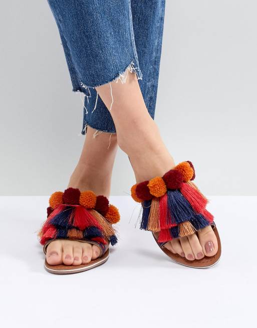 Pom pom tassel cheap sandals