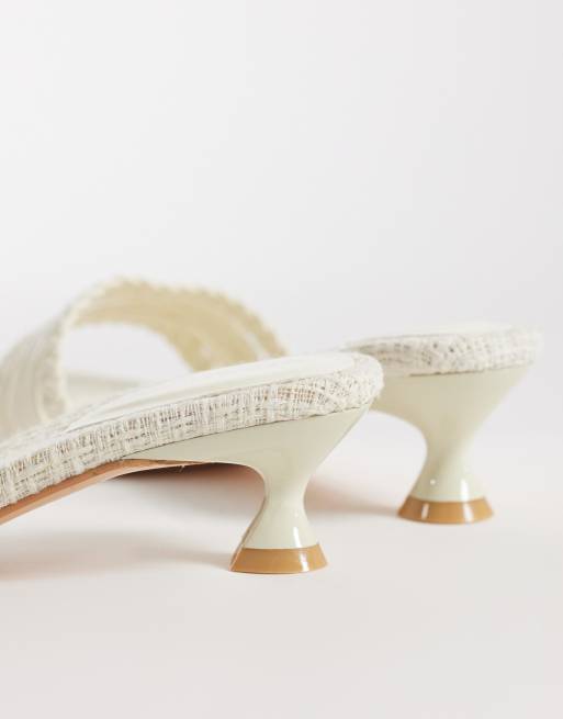 Glamorous – Naturvita, vävda sandaler med taxklackar, 3 av 4