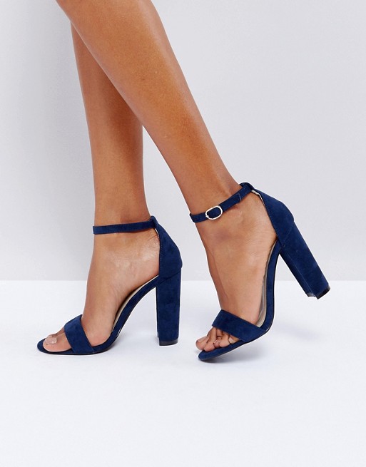 Glamorous Navy Barely There Block Heeled Sandals | ASOS