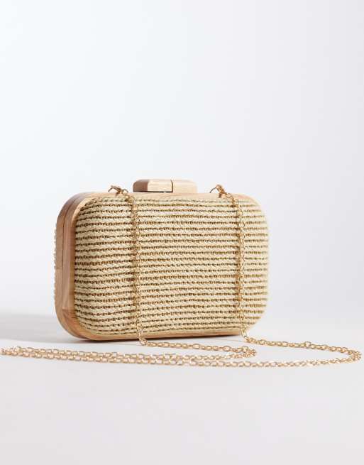 Glamorous - Neutral clutch-taske i vævet raffia, 3 af 4