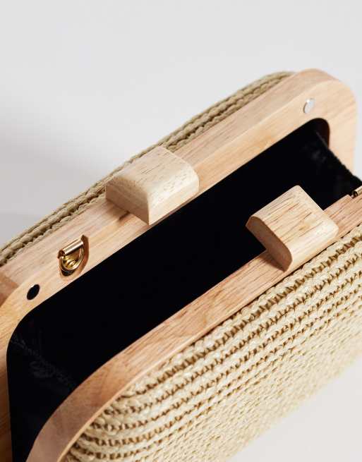 Glamorous - Neutral clutch-taske i vævet raffia, 4 af 4