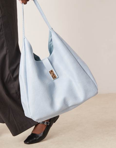 Glamorous – Niebieska obszerna torba typu tote z ozdobnym zapięciem - view 1