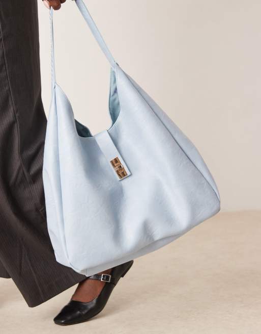 Glamorous – Niebieska obszerna torba typu tote z ozdobnym zapięciem
