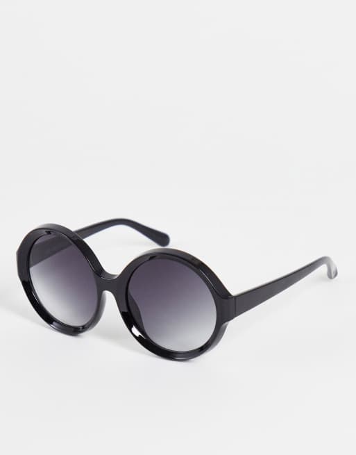 Glamorous Occhiali da sole oversize rotondi neri vintage anni 70 ASOS