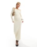 [Glamorous] Glamorous off shoulder bodycon maxi knitted dress in cream-White 10 CREAM