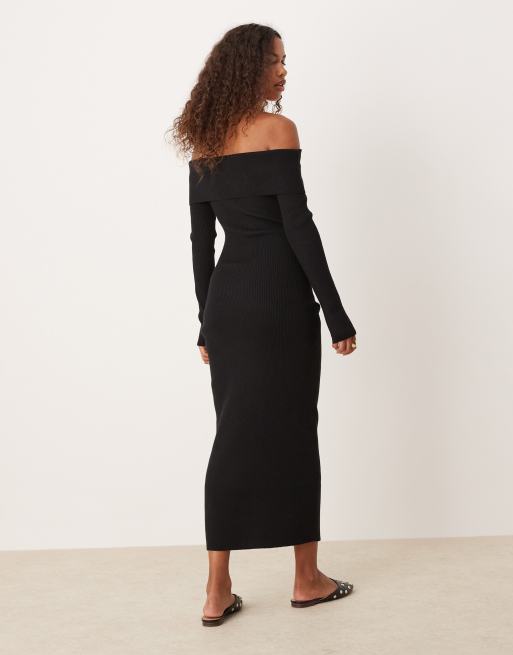 Black maxi knit dress hotsell