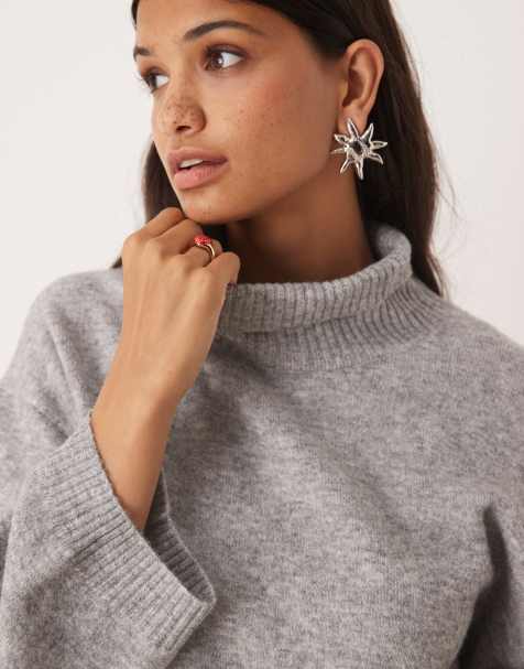 Glamorous – Oversize-Pullover in Grau mit weiten Ärmeln - view 1