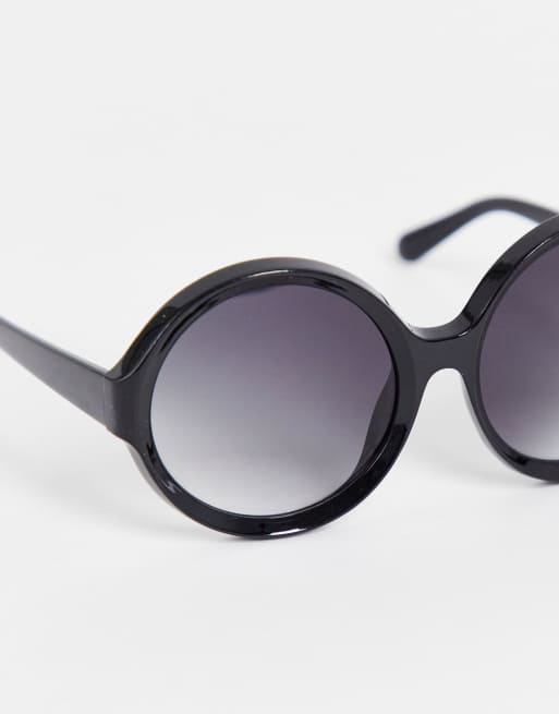 Oversized black round sunglasses discount