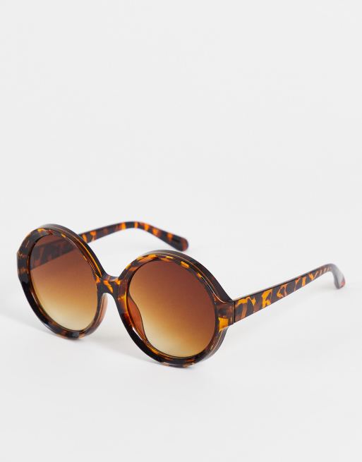 Glamorous Oversized 70s Vintage Round Sunglasses In Tortoiseshell Asos