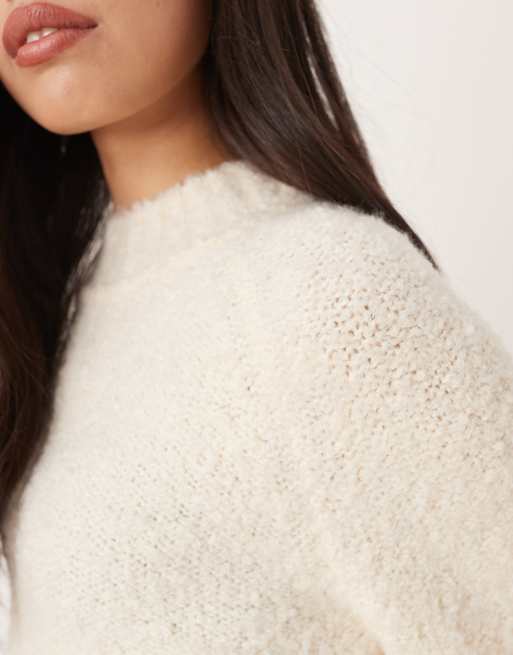 Glamorous oversized baggy fit knit jumper in ecru, 3 of 4