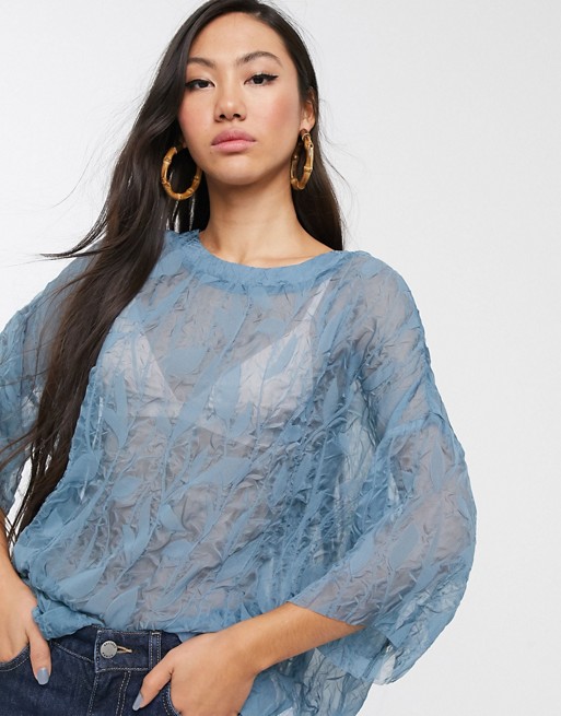 Glamorous oversized boxy top in texture