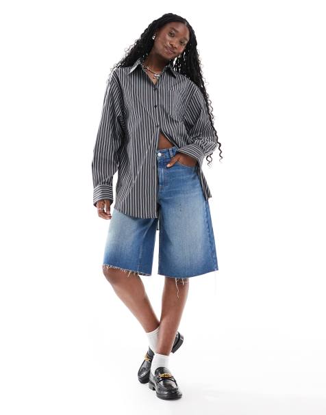 Glamorous oversized boyfriend shirt in micro stripe - view 1