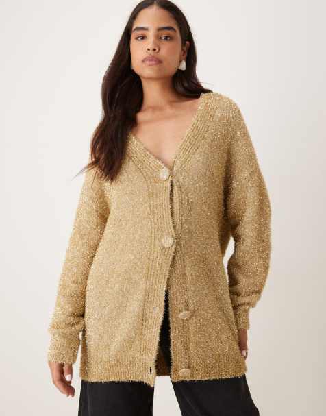 Glamorous Oversized cardigan in gold tinsel - view 1