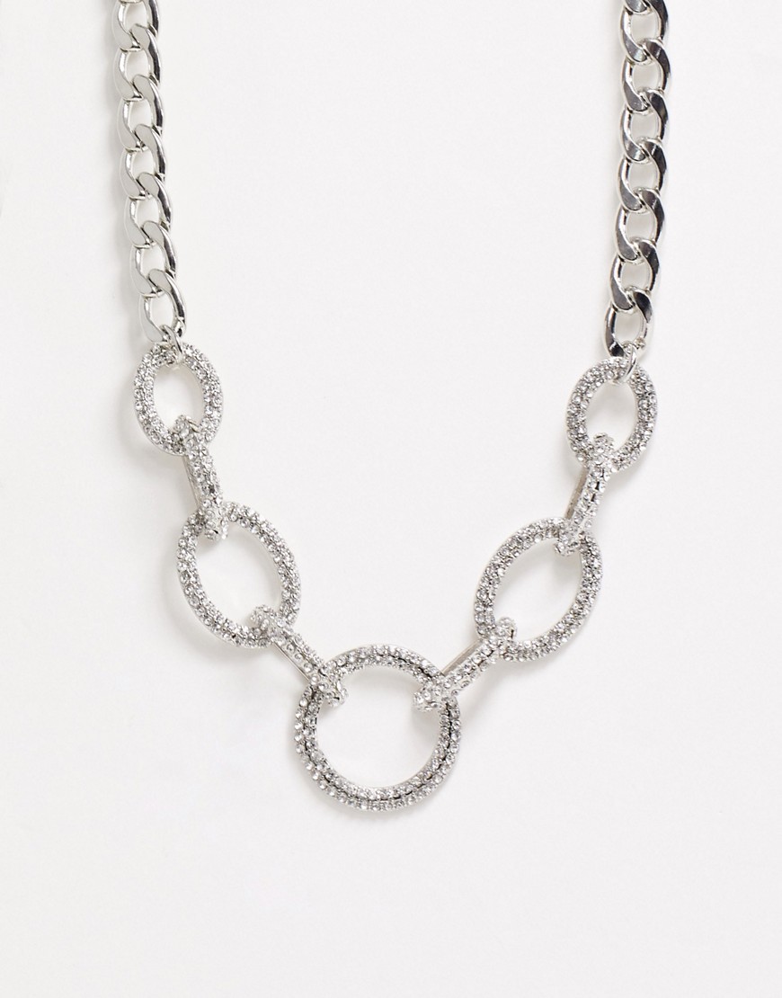 Glamorous Oversized Chain Necklace-silver