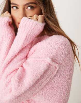 Glamorous Oversized Cozy Knit Sweater In Pink