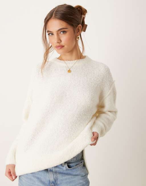 Glamorous oversized cozy knit sweater in off white