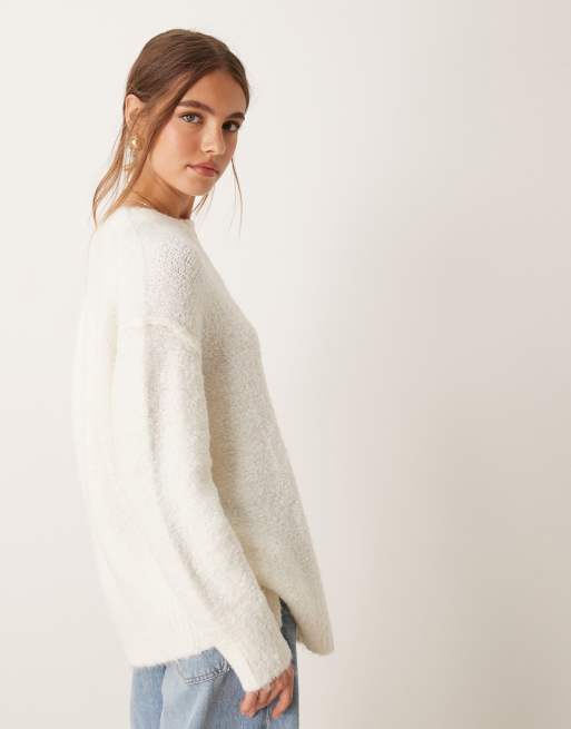 Free 2024 People Oversized Knit Sweater Off White Cozy Extra Big Flared Sleeve