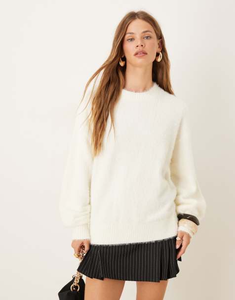 Glamorous Oversized crew neck jumper in cream - view 1