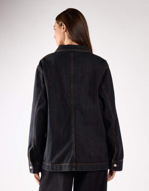 Glamorous Oversized denim jacket in indigo, 3 of 4