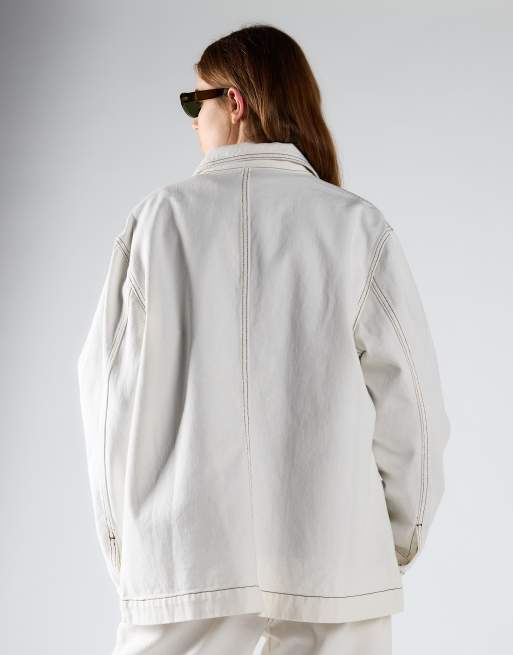 Glamorous Oversized denim jacket in off white, 2 of 4