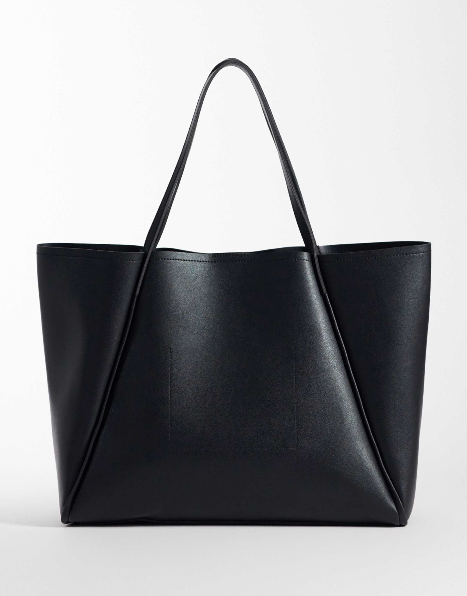 glamorous oversized faux leather tote in black