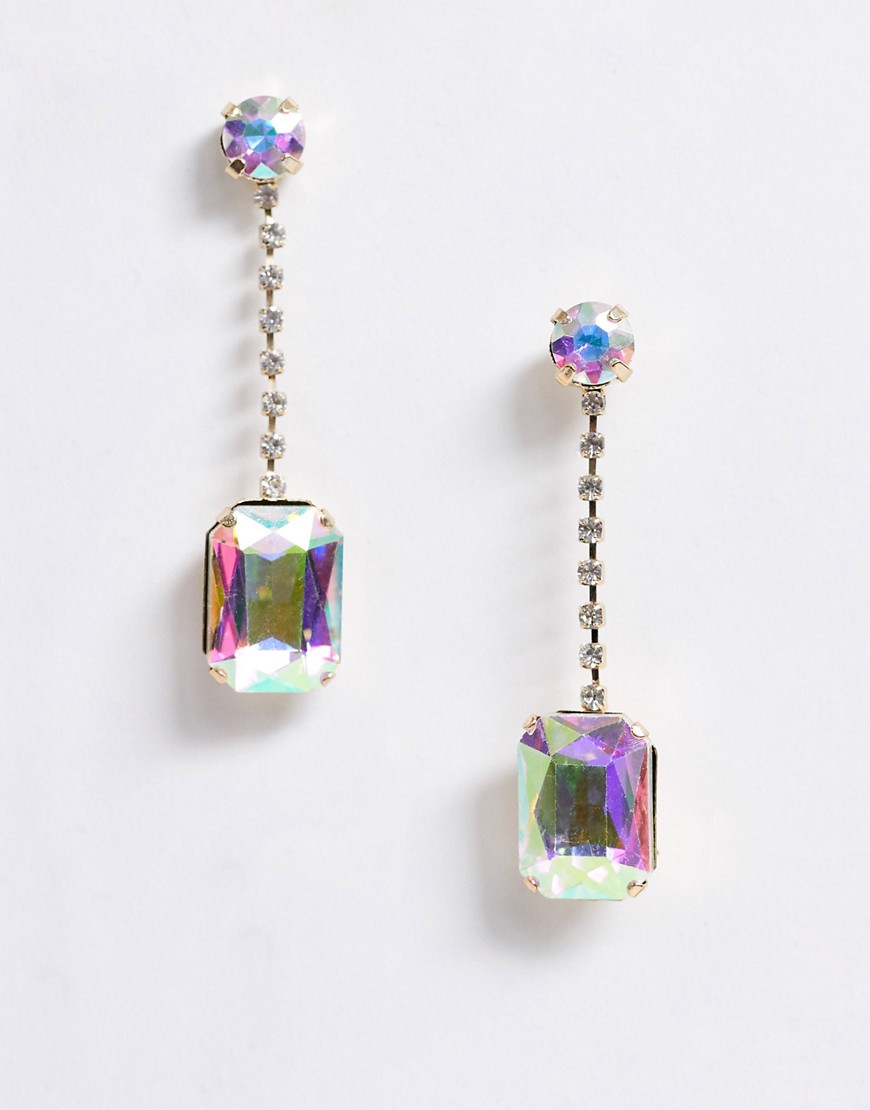 Glamorous oversized gem earrings-Gold