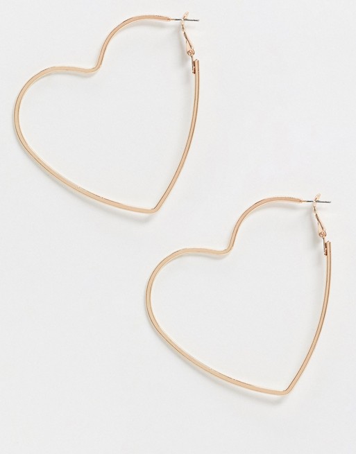 Glamorous oversized hoop earrings in rose gold heart