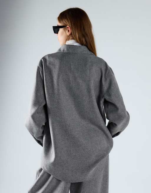 Glamorous Oversized long sleeves shirt in mid grey, 4 of 4