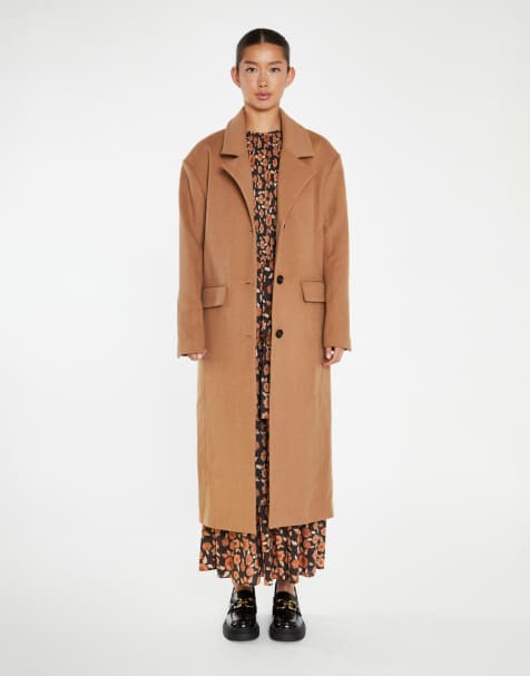 Glamorous Oversized longline coat in tan - view 1