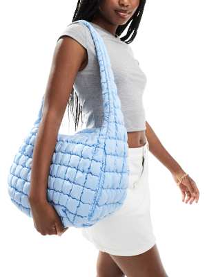 Glamorous oversized padded shoulder bag in blue