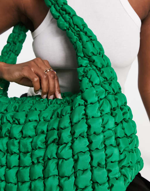 Green padded nylon mini bag