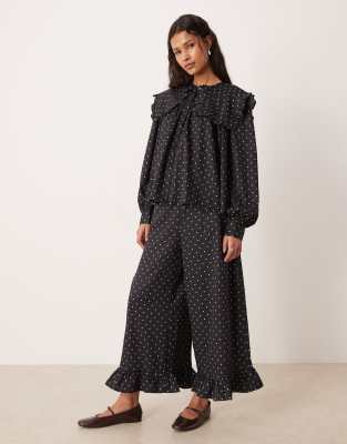 Glamorous oversized ruffle set in black and pink polka dots | ASOS