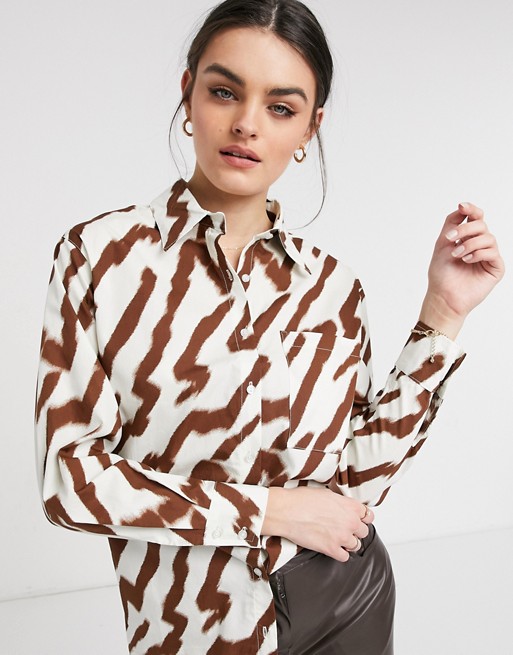Glamorous oversized shirt in tonal tiger print