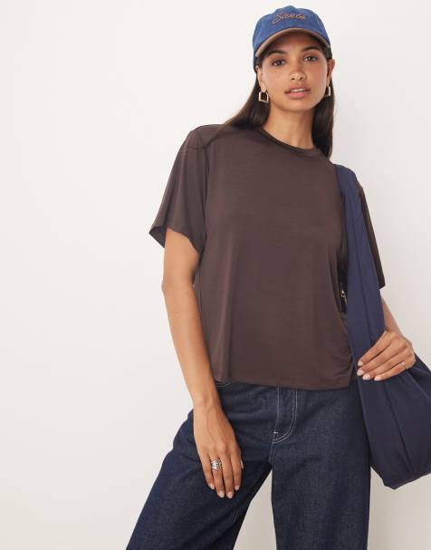 Glamorous oversized t shirt in chocolate brown - view 1