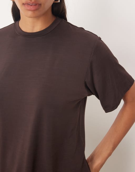 Glamorous oversized t shirt in chocolate brown, 2 of 4