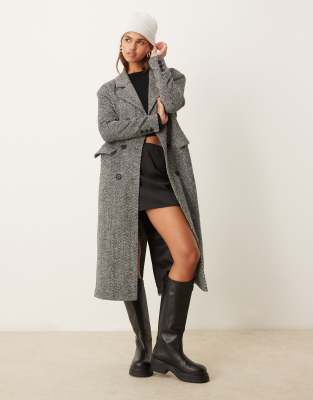 Glamorous oversized tailored coat in monochrome chevron