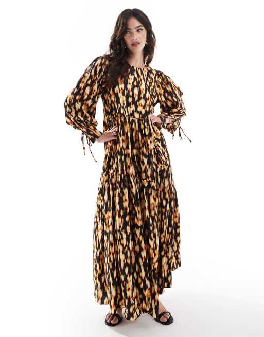 Glamorous Oversized tie front maxi dress in digital tie dye